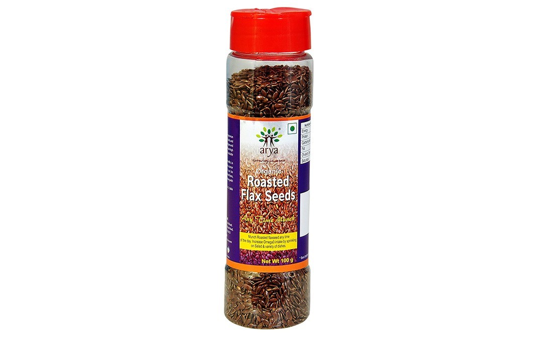 Arya Organic Roasted Flax Seeds    Bottle  100 grams